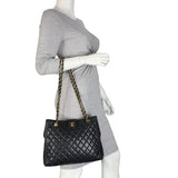Chanel CC Quilted Tote | Black Lambskin