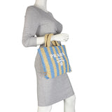 Prada Raffia Logo Tote Small
