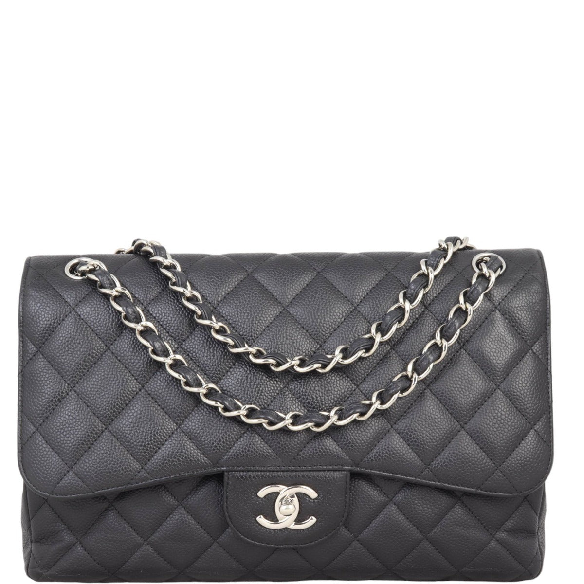 Chanel Classic Double Flap Jumbo | Black Silver Hardware