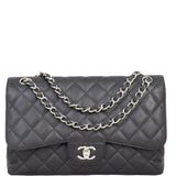 Chanel Classic Double Flap Jumbo | Black Silver Hardware