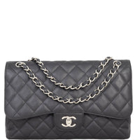 Chanel Classic Double Flap Jumbo | Black Silver Hardware