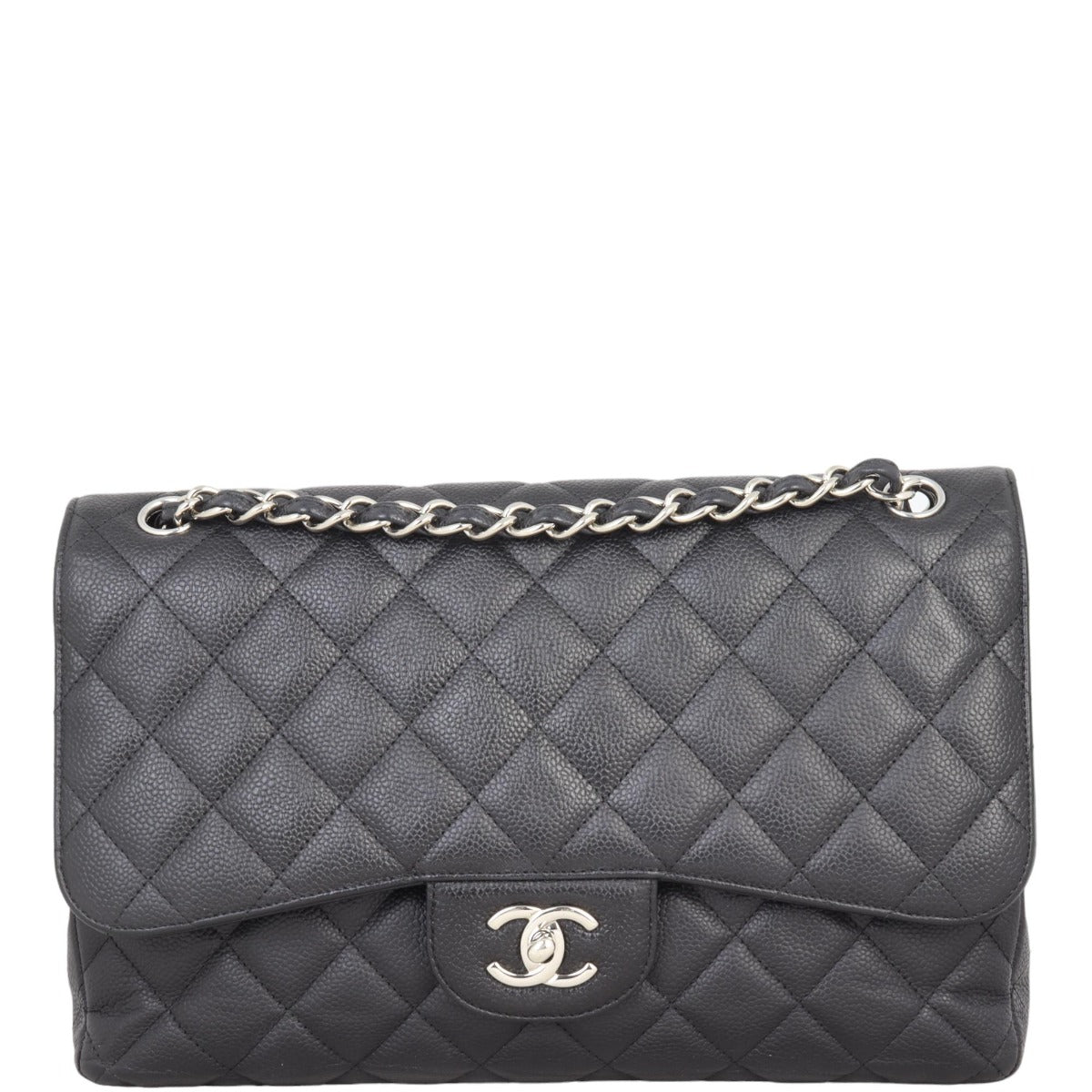 Chanel Classic Double Flap Jumbo | Black Silver Hardware
