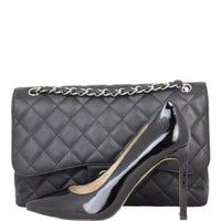 Chanel Classic Double Flap Jumbo | Black Silver Hardware