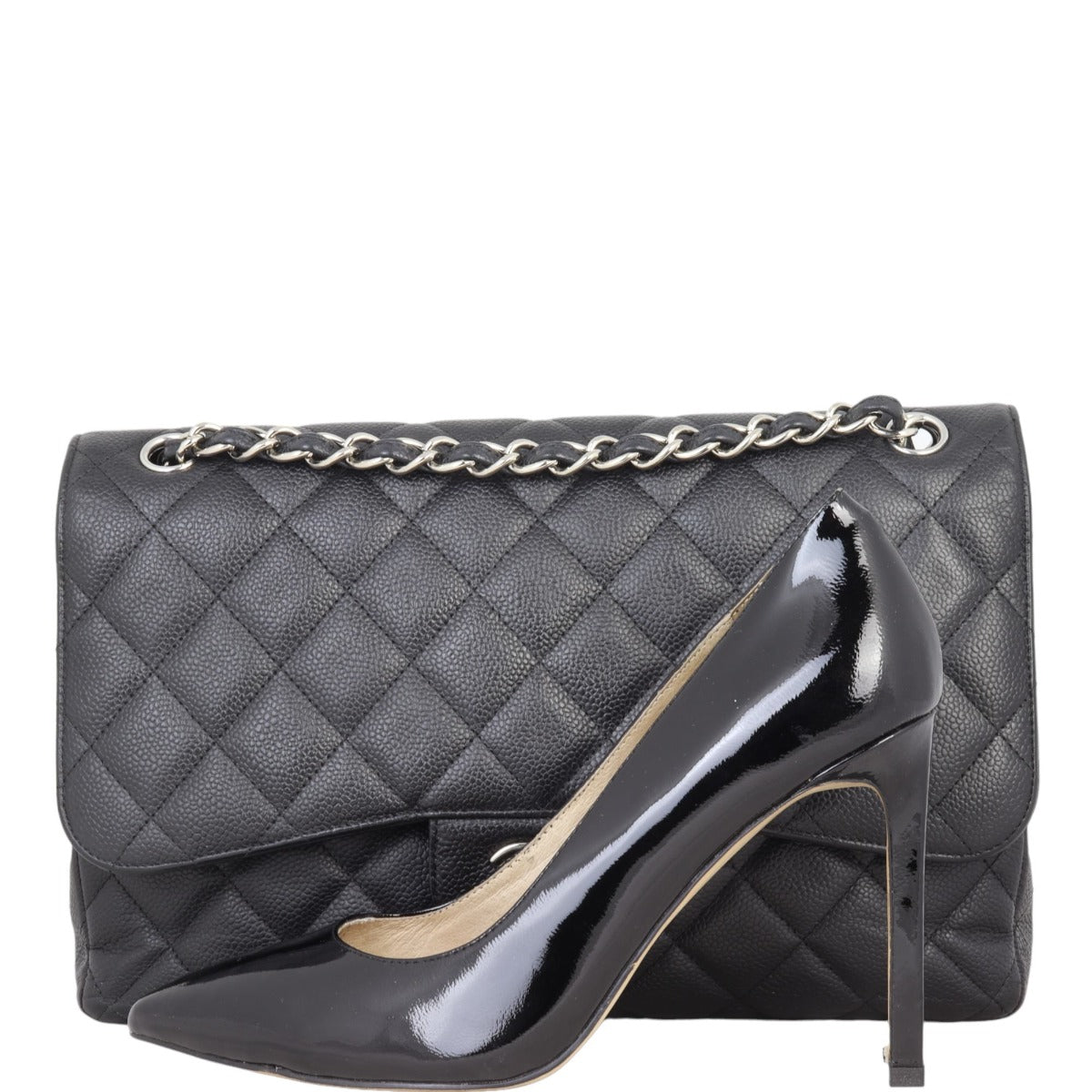 Chanel Classic Double Flap Jumbo | Black Silver Hardware