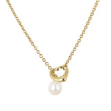 Tiffany & Co Elsa Peretti Open Heart 18k Yellow Gold Pearl Lariat Necklace