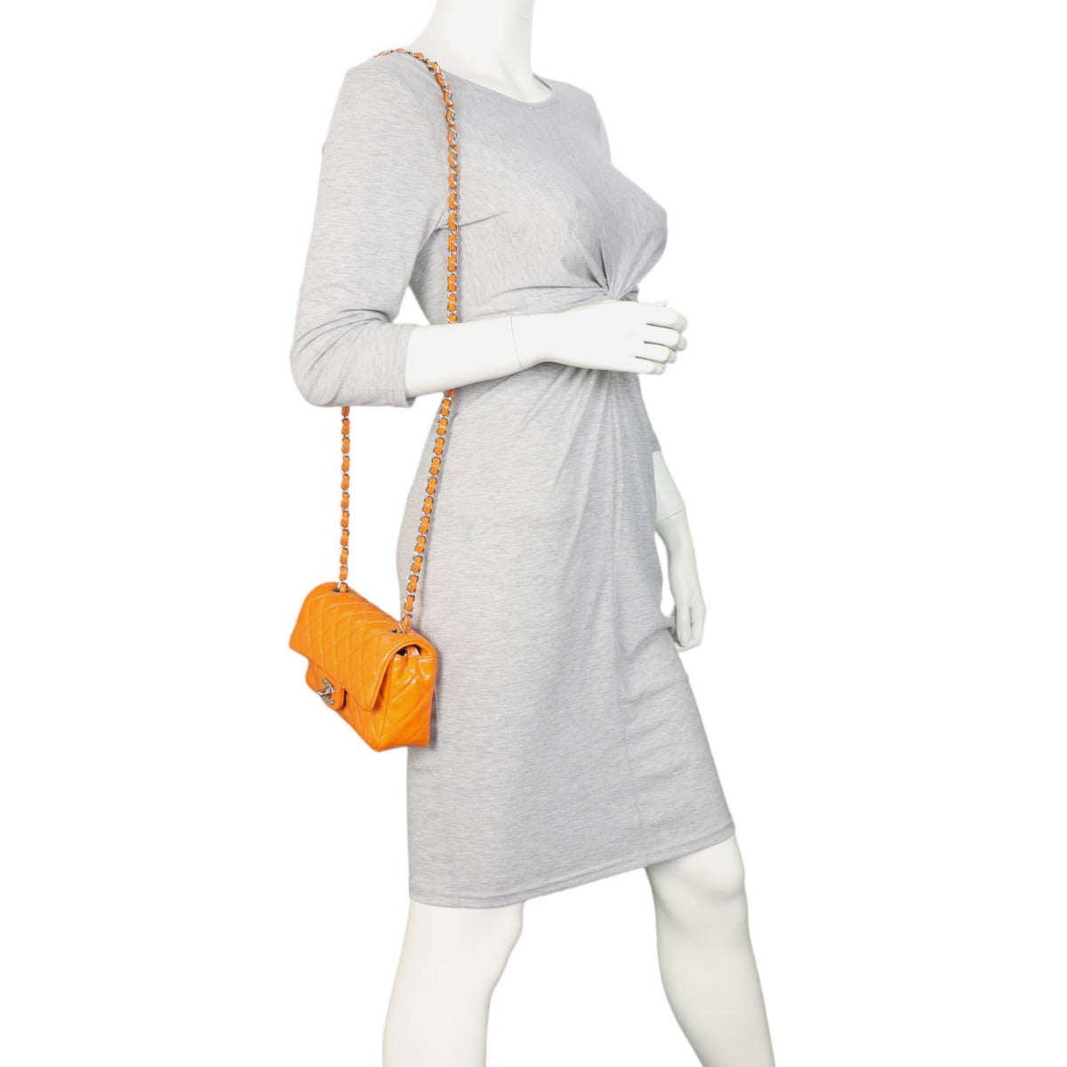 Chanel Classic Flap Mini Rectangular Bag Patent | Orange