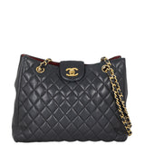 Chanel CC Quilted Tote | Black Lambskin