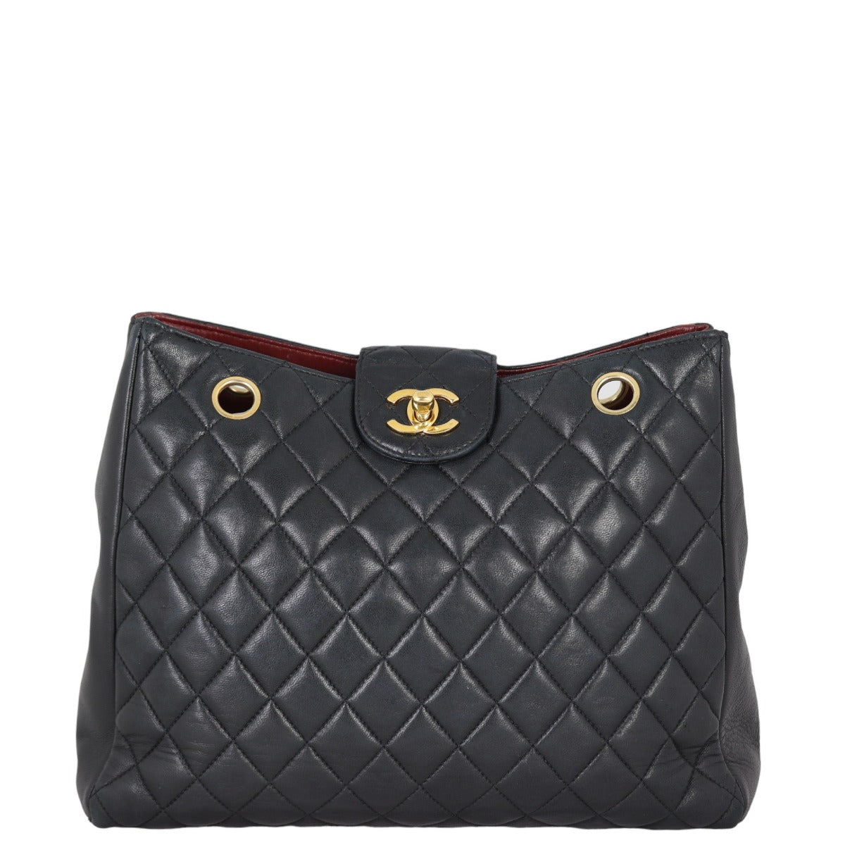 Chanel CC Quilted Tote | Black Lambskin