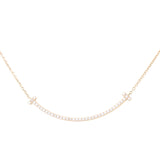 Tiffany & Co T Smile Pendant Small Diamond 18k Rose Gold Necklace