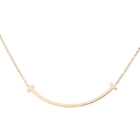 Tiffany & Co T Smile Pendant Small Diamond 18k Rose Gold Necklace