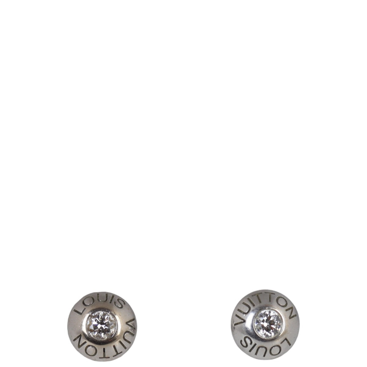 Louis Vuitton Clous Diamond 18k White Gold Stud Earrings
