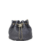 Chanel Quilted CC Drawstring Bucket Bag | Black Lambskin