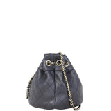 Chanel Quilted CC Drawstring Bucket Bag | Black Lambskin