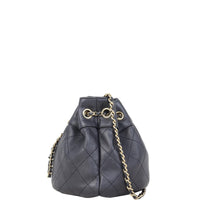 Chanel Quilted CC Drawstring Bucket Bag | Black Lambskin