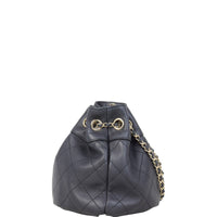 Chanel Quilted CC Drawstring Bucket Bag | Black Lambskin