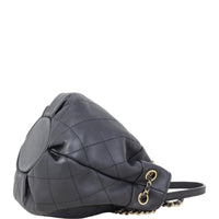 Chanel Quilted CC Drawstring Bucket Bag | Black Lambskin
