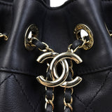 Chanel Quilted CC Drawstring Bucket Bag | Black Lambskin