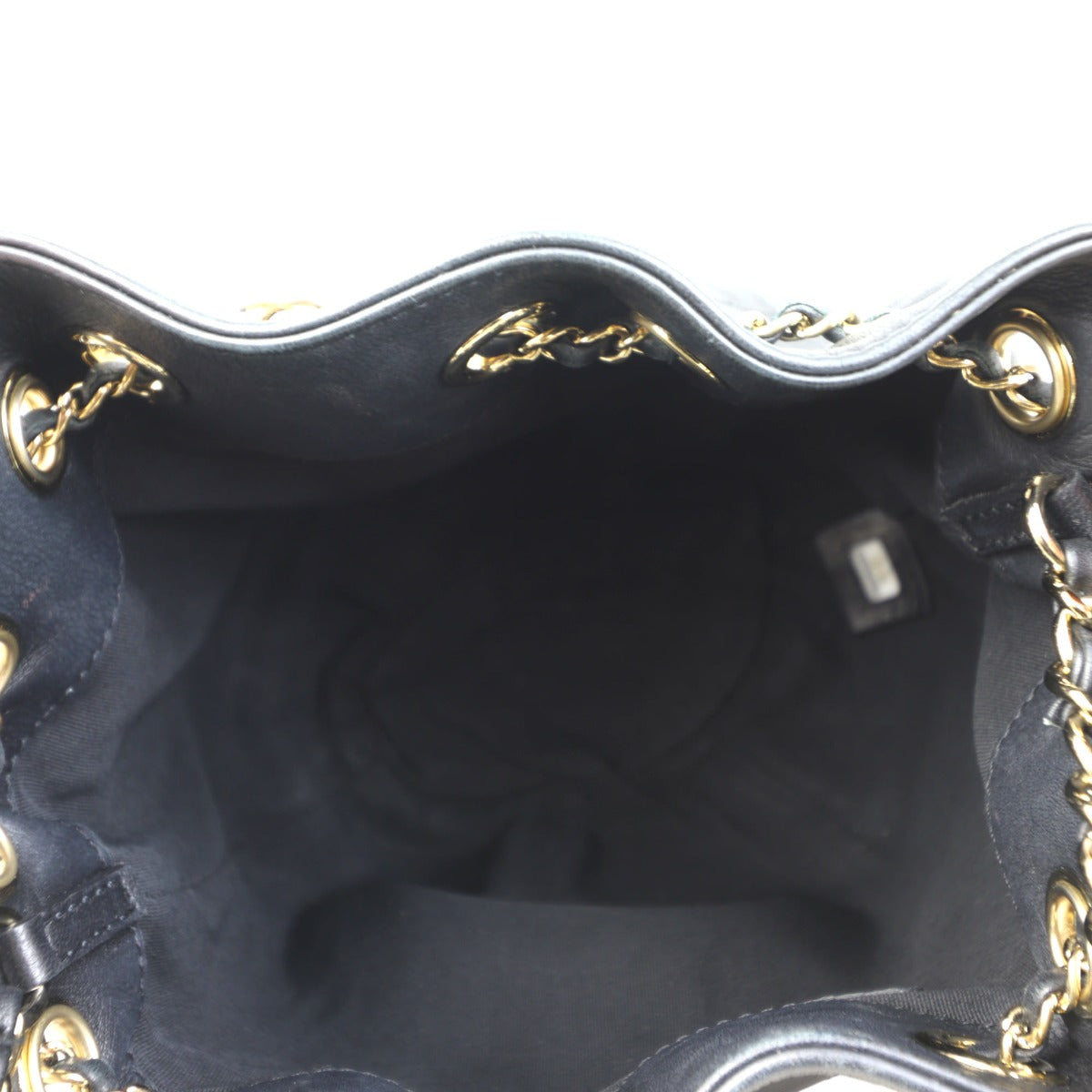 Chanel Quilted CC Drawstring Bucket Bag | Black Lambskin