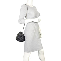 Chanel Quilted CC Drawstring Bucket Bag | Black Lambskin