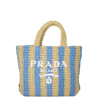 Prada Raffia Logo Tote Small