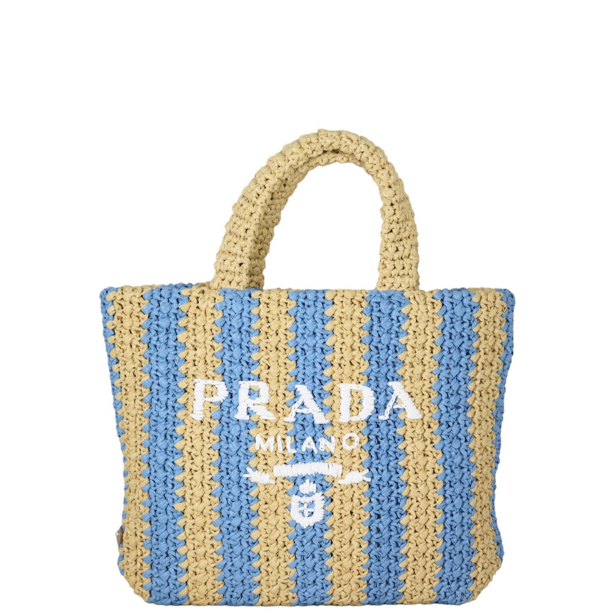 Prada Raffia Logo Tote Small