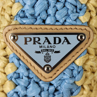 Prada Raffia Logo Tote Small