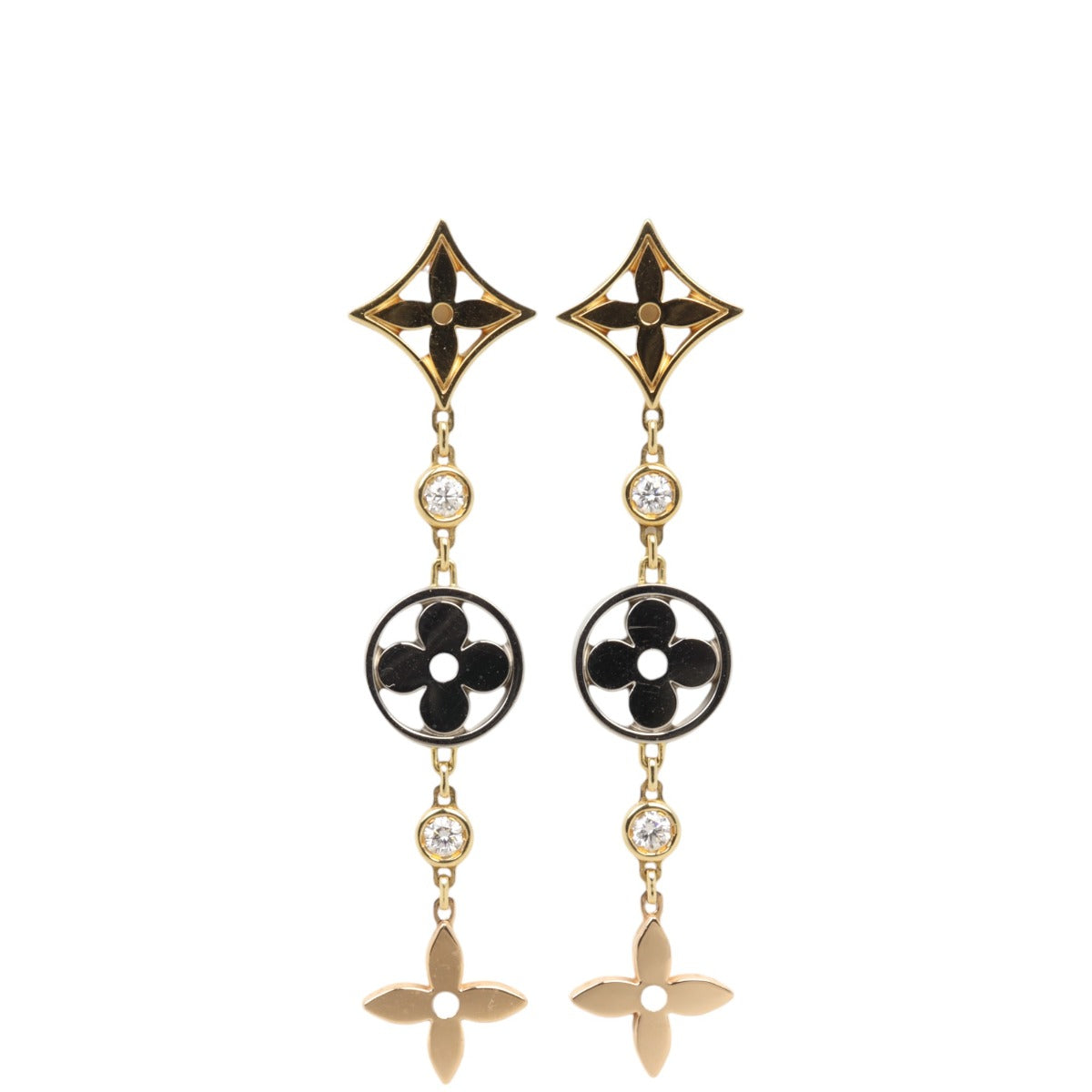 Louis Vuitton Idylle Blossom 18k Yellow, White & Rose Gold Diamond Earrings