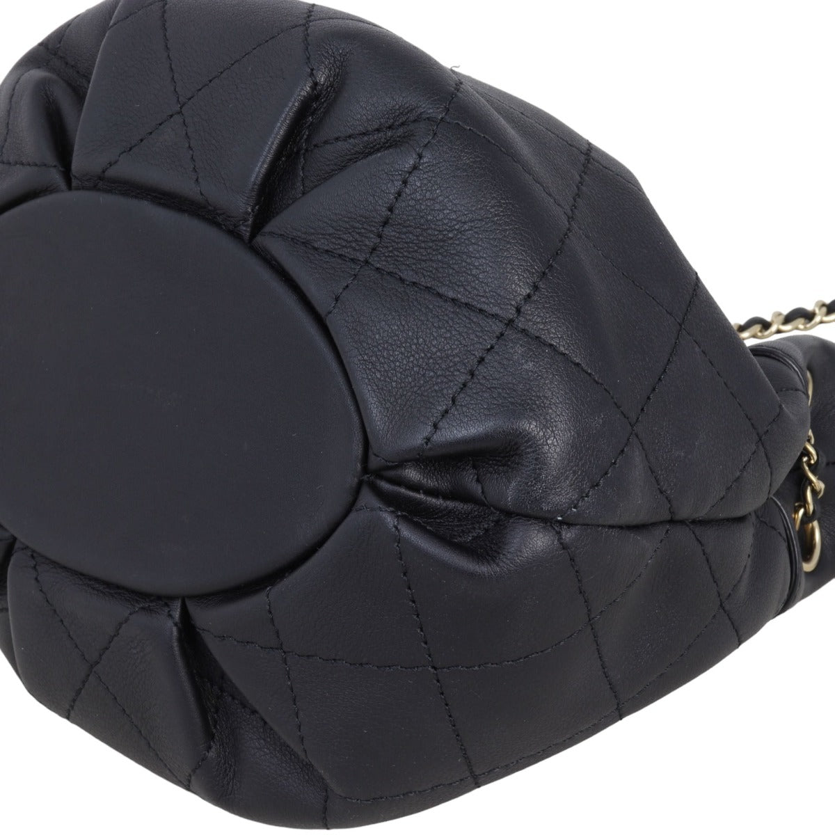 Chanel Quilted CC Drawstring Bucket Bag | Black Lambskin