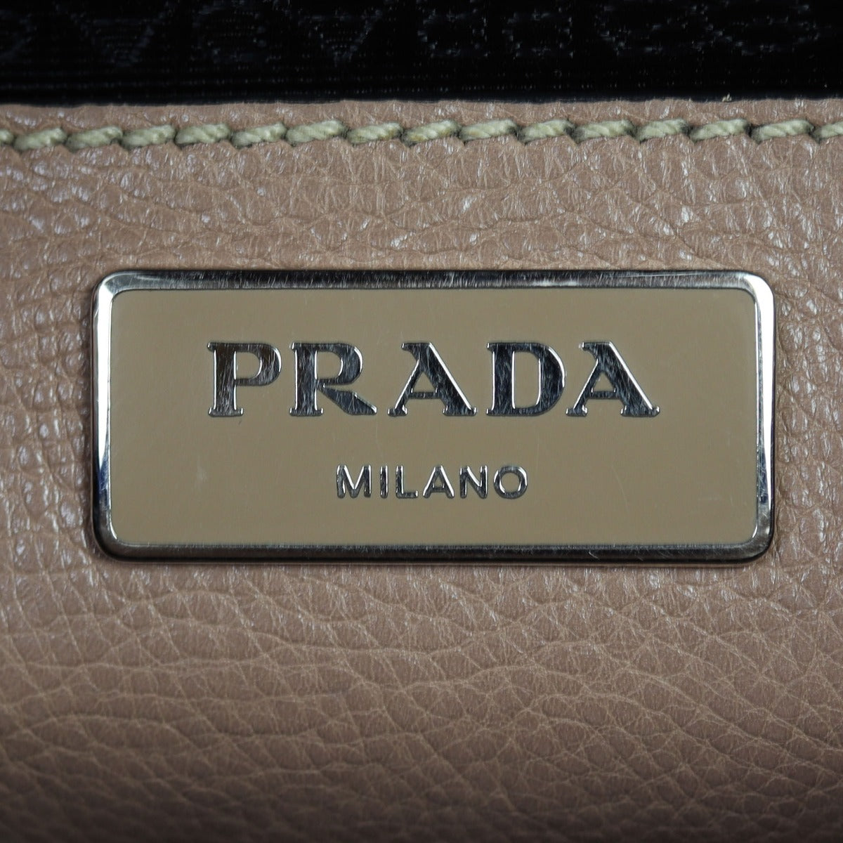 Prada Twin Pocket Glace Calfskin Tote Small Interior Stamp