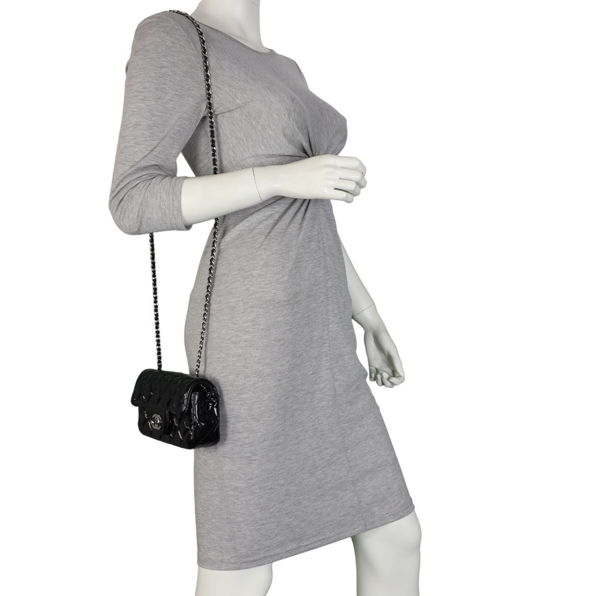 Chanel Classic Flap Mini Rectangular Bag Patent | Black SHW