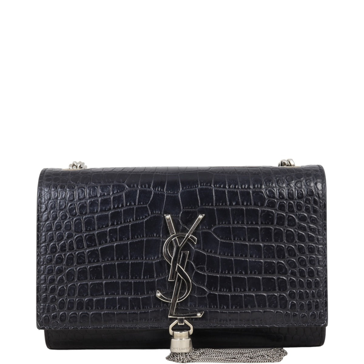 Saint Laurent Kate Tassel Chain Bag Small Croc-Embossed