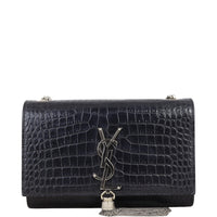 Saint Laurent Kate Tassel Chain Bag Small Croc-Embossed