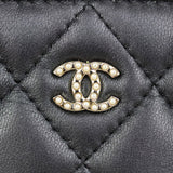 Chanel CC Double Zip Clutch with Pearl Chain Hardware