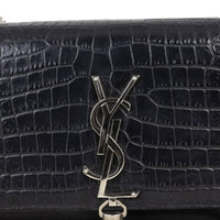 Saint Laurent Kate Tassel Chain Bag Small Croc-Embossed