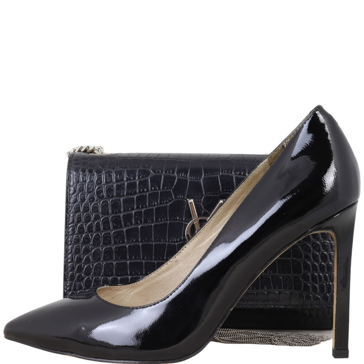 Saint Laurent Kate Tassel Chain Bag Small Croc-Embossed