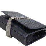Saint Laurent Kate Tassel Chain Bag Small Croc-Embossed