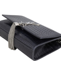 Saint Laurent Kate Tassel Chain Bag Small Croc-Embossed