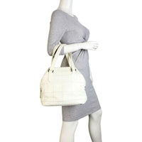 Chanel Square Stitch Logo Tote | Off White