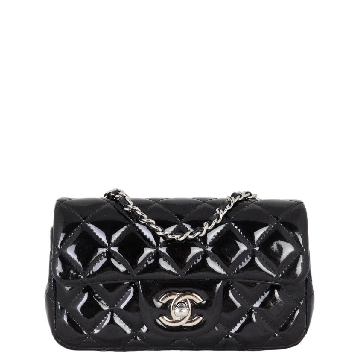 Chanel Classic Flap Mini Rectangular Bag Patent | Black SHW
