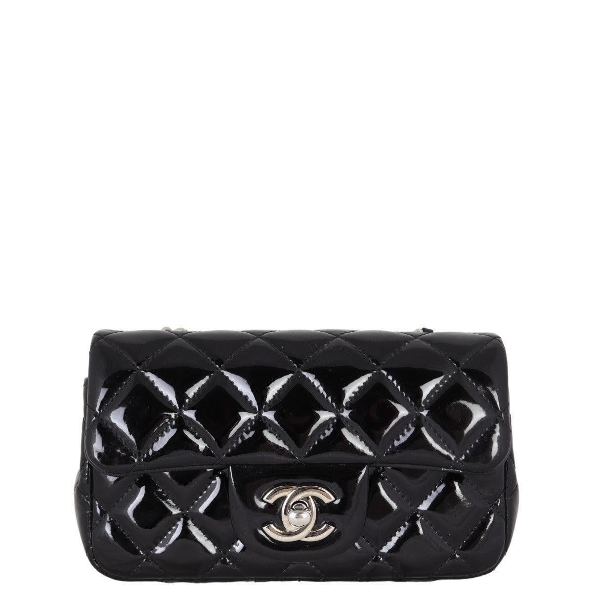 Chanel Classic Flap Mini Rectangular Bag Patent | Black SHW