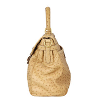 Prada Ostrich Pushlock Flap Top Handle Bag