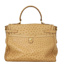 Prada Ostrich Pushlock Flap Top Handle Bag