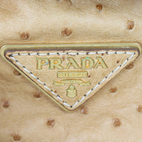 Prada Ostrich Pushlock Flap Top Handle Bag