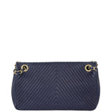 Chanel Surpique Chevron Single Flap Bag | Navy Blue