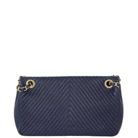 Chanel Surpique Chevron Single Flap Bag | Navy Blue