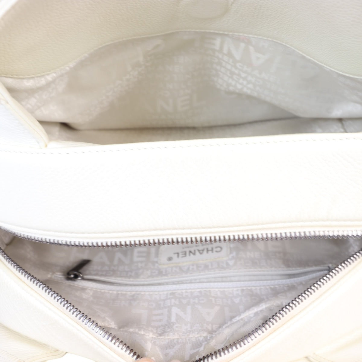 Chanel Square Stitch Logo Tote | Off White