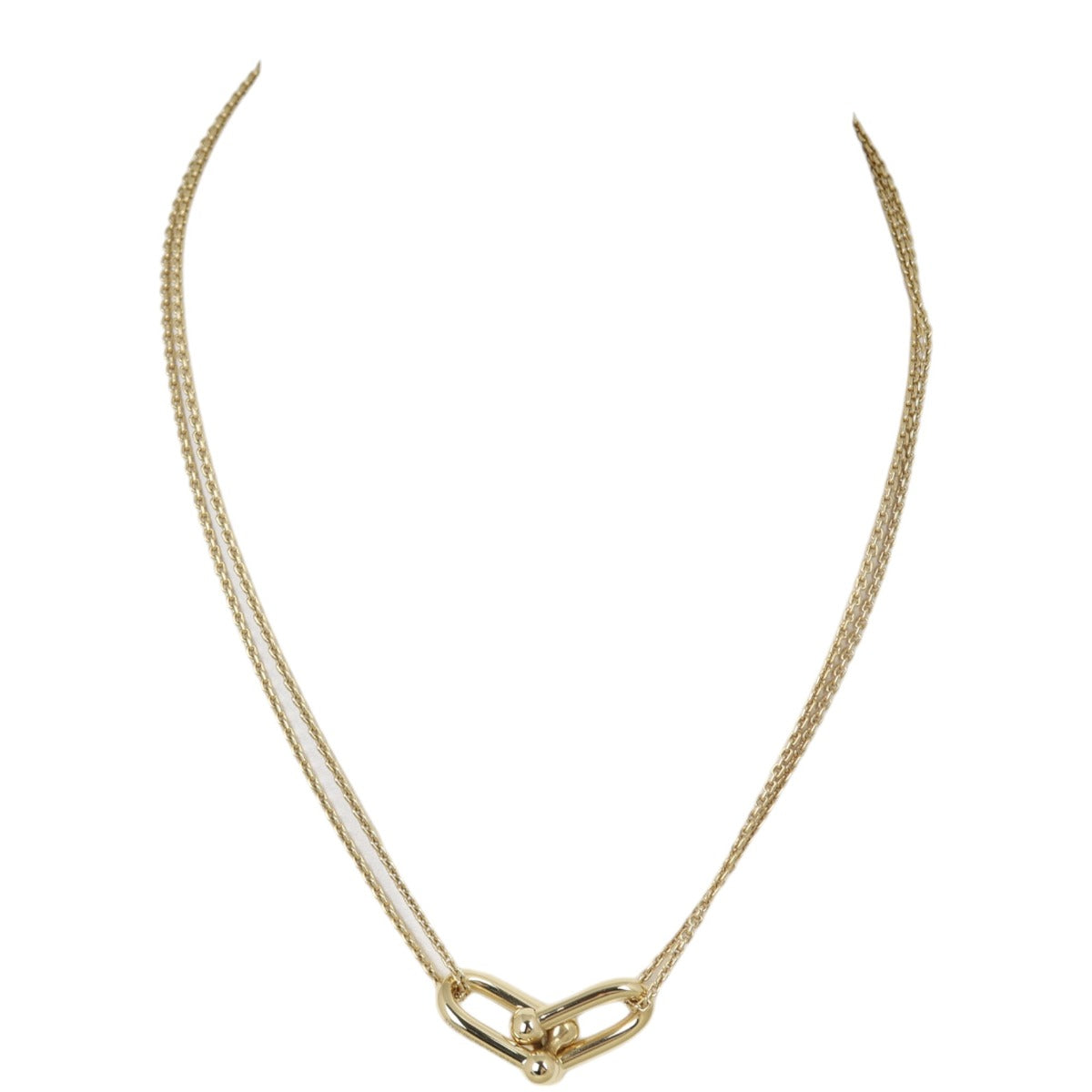 Tiffany Hardwear Large Double Link Pendant 18k Yellow Gold Necklace