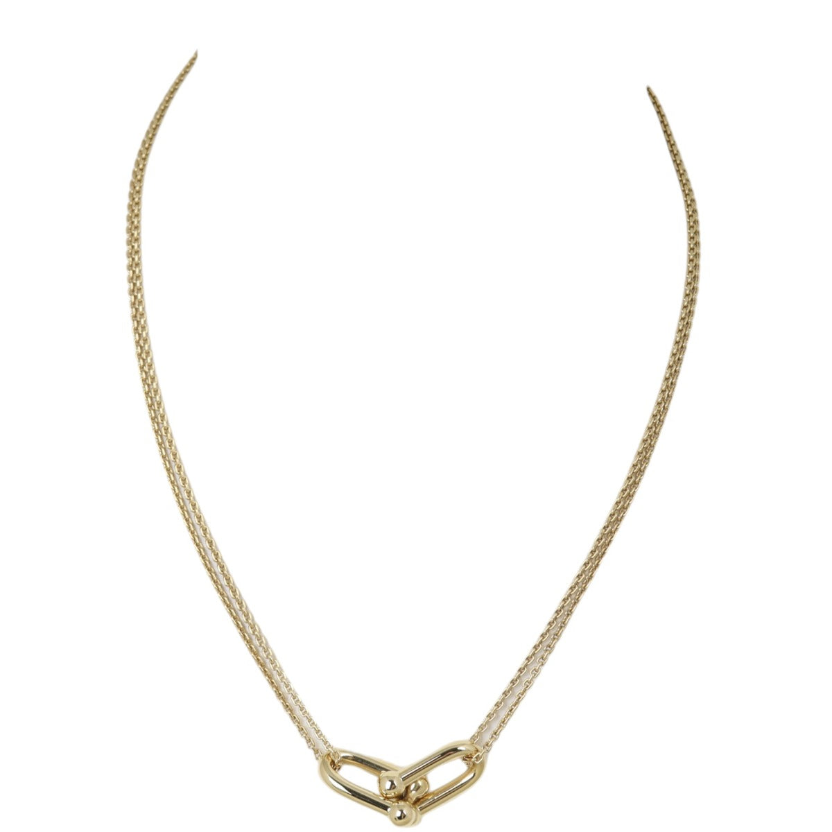 Tiffany Hardwear Large Double Link Pendant 18k Yellow Gold Necklace
