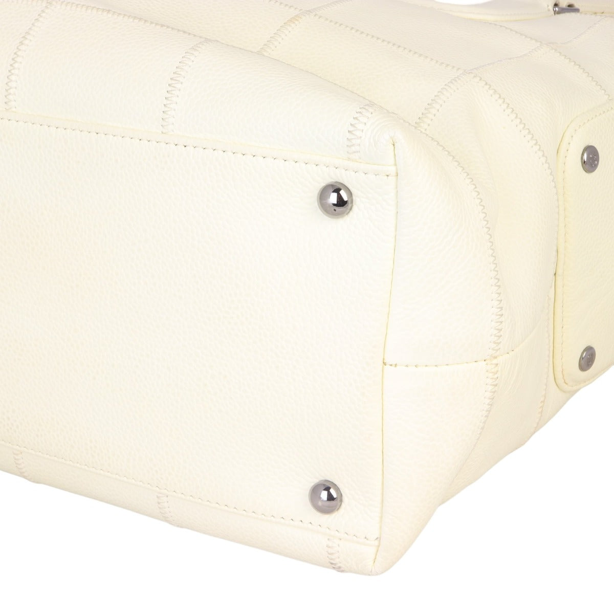 Chanel Square Stitch Logo Tote | Off White