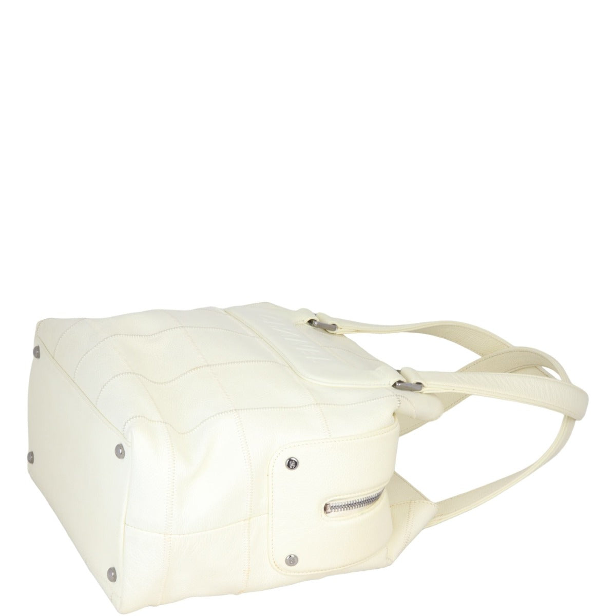 Chanel Square Stitch Logo Tote | Off White